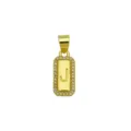 Detailed view of 18K gold plated rectangular pendant featuring letter J and CZ stones - Letter J Pendant Only (DN260736-J)