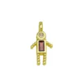 Detailed macro view of 18K gold plated robot pendant featuring brown rectangular zircon - Boy Shape (DN260614-J) / Pendant Only (Without Chain)