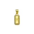 Detailed view of 18K gold plated square pendant with zircon border and letter M - Letter M Pendant Only (DN260736-M)