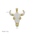Vista dettagliata del ciondolo a teschio di toro con dimensioni 24x29mm e 4,0g. - Ciondolo Solo (Senza Catena) (DN260617-G)