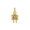 Close-up of charming girl pendant featuring pink triangle zircon and 18K gold plating. - Girl Shape (DN260614-N) / Pendant Only (Without Chain)