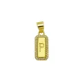 Detailed view of a gold-plated square pendant with letter P and zircon stones. - Letter P Pendant Only (DN260736-P)
