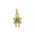 High-definition macro detail of 18K gold plated girl shaped pendant with blue triangle zircon - Girl Shape (DN260614-P) / Pendant Only (Without Chain)