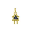 Detailed view of an exquisite 18K gold plated girl pendant featuring a blue triangle zircon stone - Girl Shape (DN260614-Q) / Pendant Only (Without Chain)