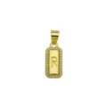 Detail showing the engraved letter R and sparkling zircon border on a gold pendant. - Letter R Pendant Only (DN260736-R)