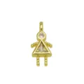 Detailed view of 18K gold plated girl pendant featuring a yellow triangular zircon stone - Girl Shape (DN260614-S) / Pendant Only (Without Chain)