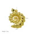 28mm x 20mm golden conch shell pendant with dimension lines and 3.4g weight detail - Spiral Snail Style (DN260621-J) Pendant Only (Without Chain)