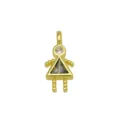 Close-up detail of minimalist 18K gold plated girl pendant with triangular zircon stone. - Girl Shape (DN260614-T) / Pendant Only (Without Chain)