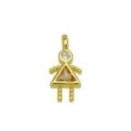 Detailed view of an 18K gold-plated girl pendant featuring a triangular colored zircon stone - Girl Shape (DN260614-U) / Pendant Only (Without Chain)