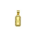 Close-up of a gold-plated rectangular pendant with letter V and cubic zirconia border - Letter V Pendant Only (DN260736-V)