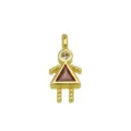 Gold-plated girl shape pendant featuring triangle red zircon and clear stone detail - Girl Shape (DN260614-V) / Pendant Only (Without Chain)