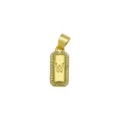 Close-up of 18K gold plated rectangular pendant with letter W and zircon border - Letter W Pendant Only (DN260736-W)
