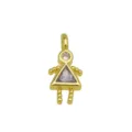 Close-up detail of an 18K gold plated girl shaped pendant with purple cubic zirconia - Girl Shape (DN260614-W) / Pendant Only (Without Chain)
