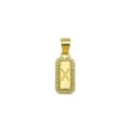 Detailed view of square 18K gold plated pendant with letter X and zirconia border - Letter X Pendant Only (DN260736-X)