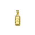 18K gold plated rectangular pendant with Z initial and cubic zirconia border - Letter Z Pendant Only (DN260736-Z)