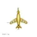 Vergoldeter Flugzeug-Anhänger Kette mit glitzernden Zirkoniasteinen, feines Schmuckstück. - Flugzeugform (Anhänger Ohne Kette)(DN260610-A) / Gold