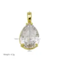 Détail du pendentif zircone en forme de poire avec 15mm de largeur et 4,3g de poids. - Style Goutte d'Eau (DN260605-A) / Pendentif Seul (Sans Chaîne) / Blanc