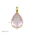 Détail de pendentif zircone rose poire, taille 15x29mm, poids 4.3g, élégant ton doré. - Goutte d'Eau de Luxe (DN260605-B) / Pendentif Seul (Sans Chaîne) / Rose