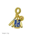 Vergoldeter Sport Anhänger mit Baseballschläger und Jacke für Armbänder im Detail - Anhänger Ohne Kette (Baseball Thema)