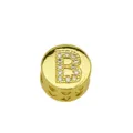Detailed macro view of a gold-plated round charm featuring crystal-encrusted letter B - Style B / Pendant Only (Without Chain)