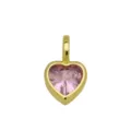 Hartvormige roze zircone 18K vergulde hanger ketting fijn sieraden detail weergave - Hanger Zonder Ketting (Roze Zirconia Hart) / 12x7mm