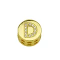 Detail shot of a gold-plated circular charm featuring a crystal-studded letter D. - Style D / Pendant Only (Without Chain)