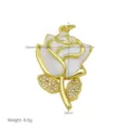 Vergoldeter weißer Rosen Anhänger Charm mit Kristall Blättern, Detail Größe 19x34mm - Weißer Lack Rosenblüte Anhänger (DN260524-C) / Nur Anhänger (Ohne Kette)