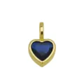 Gedetailleerde close-up van de vergulde hartvormige blauwe zircon hanger in detail. - Hanger Zonder Ketting (Blauw Zirconia Hart) / 12x7mm