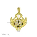 Detailed close-up of a gold soccer ball sports pendant showing 21mm height and 14mm width - Soccer Shield Style (DN260521-C) / Pendant Only (Without Chain)