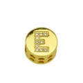Detail view of a gold-plated alphabet 'E' charm with sparkling cubic zirconia inlay. - Style E / Pendant Only (Without Chain)