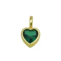Gedetailleerd overzicht van een minimalistische hartvormige groene zirkonia hanger goud. - Hanger Zonder Ketting (Groen Zirconia Hart)