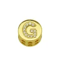 Detailed macro view of gold-plated round charm with crystal letter G and side heart cutouts - Style G / Pendant Only (Without Chain)
