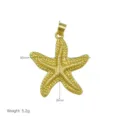 Gold starfish pendant detail view showing dimensions and weight for summer beach jewelry. - Pendant Only (Without Chain) (DN260506-D)