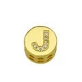 Detailed macro view of a gold circular jewelry charm bead featuring a stone-set letter J - Style J / Pendant Only (Without Chain)