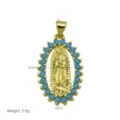 Vista detallada del colgante de la Virgen María con medidas 30x15mm y peso de 2,6g. - Estilo Virgen María (DN260504-E) - Colgante Solo (Sin Cadena)