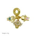 Vergoldeter Familie Junge und Mädchen Blume Anhänger mit funkelndem Zirkonia Detail - Anhänger Ohne Kette (Junge und Mädchen Thema)
