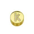 Detailed macro view of gold-plated circular charm with crystal-encrusted letter K - Style K / Pendant Only (Without Chain)
