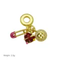 Detailaufnahme eines vergoldeten europäischen Charm-Anhängers mit Emaille-Marienkäfer. - Anhänger Ohne Kette (Nadel Insekt Thema)