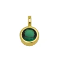Gedetailleerd overzicht van een minimalistische vergulde ronde groene zirkoon hanger - Hanger Zonder Ketting (Groen Zirconia Rond)