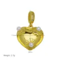 Vista dettagliata del ciondolo a cuore dorato con perle, dimensioni 26x17mm e peso 2,7g - Stile Cuore Perla (DN260521-G) / Ciondolo Solo (Senza Catena)