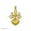 Gold octopus and seashell pendant detail showing polished metal texture, 23x39mm dimensions. - Pendant Only (Without Chain) (DN260506-G)