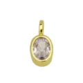 Close-up weergave van de prachtige ovale zirkonenhanger met gepolijste 18k vergulde afwerking. - Hanger Zonder Ketting (Wit Zirconia Ovaal)