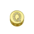 Gold circular DIY charm bead featuring crystal-studded letter Q detail for jewelry - Style Q / Pendant Only (Without Chain)