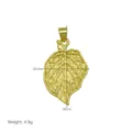 Close-up detail shot of exquisite gold leaf pendant, highlighting 20x36mm size and 4.9g weight. - Pendant Only (Without Chain) (DN260506-I)