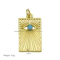 Detalle del colgante de ojo chapado en oro con medidas 13mm x 26mm e info de peso de 3g. - Estilo Ojo Turco Rectangular (DN260504-J) - Colgante Solo (Sin Cadena)