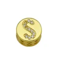 Gold circular charm pendant with sparkling letter S for DIY jewelry making - Style S / Pendant Only (Without Chain)