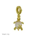 Goldenes Schildkröten-Charm-Anhänger mit klarem Steinschild und Seestern für Armband. - Anhänger Ohne Kette (Weiße Meeresschildkröte)