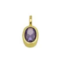Vergulde Ovale Paarse Zirkoon Hanger Minimalistische Sieraden Detail Weergave Accessoire - Hanger Zonder Ketting (Paars Zirconia Ovaal)