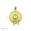 Gold straw hat pendant detail view, showing exquisite bow texture and precise dimensions. - Pendant Only (Without Chain) (DN260506-J)