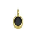 Verguld ovale zwarte zirkoon halsketting hanger gedetailleerd zicht minimalistisch design. - Hanger Zonder Ketting (Zwart Zirconia Ovaal)